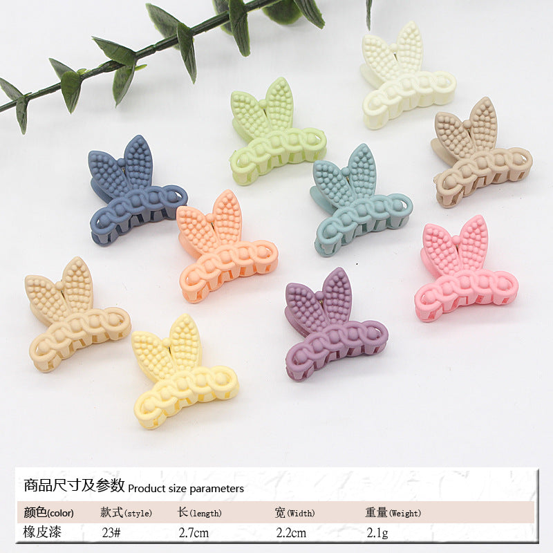 Elastic rubber paint matte small hairpin shark clip simple disc hair grab clip women ponytail small clip hair accessories edge clip