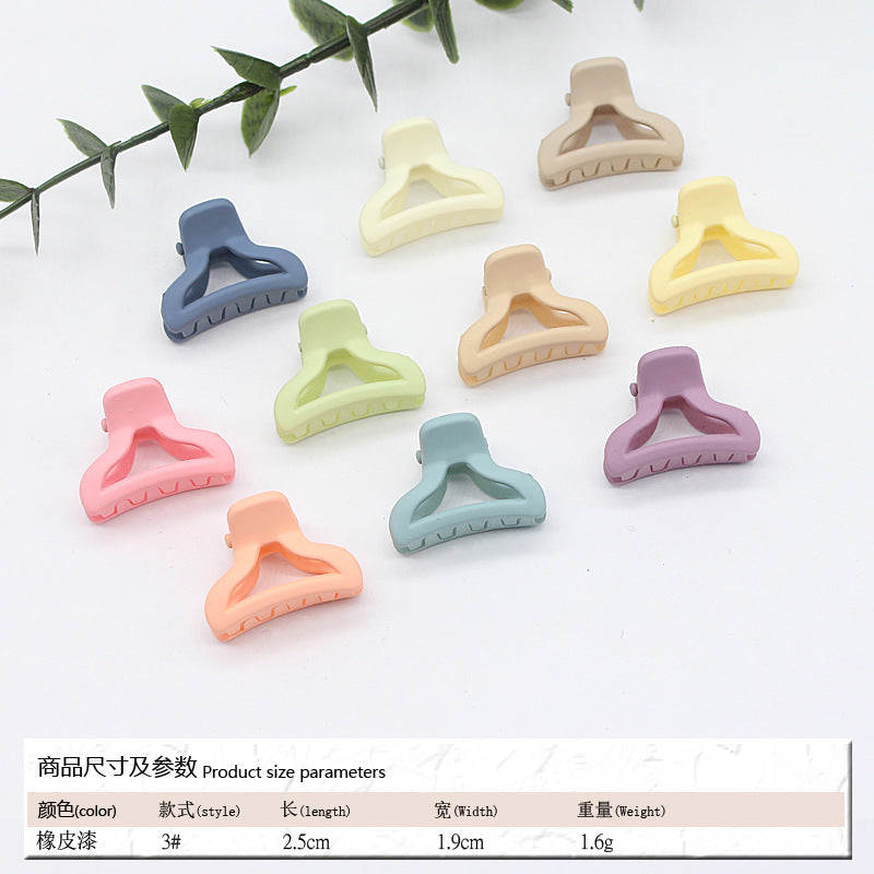 Elastic rubber paint matte small hairpin shark clip simple disc hair grab clip women ponytail small clip hair accessories edge clip