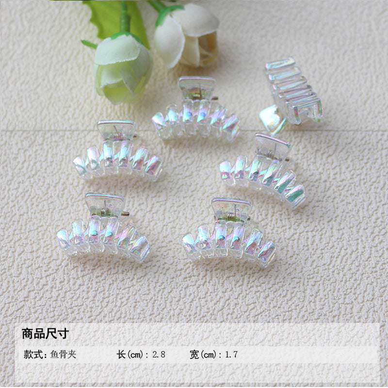 Transparent AB color small grab clip gradual change hairpin advanced sense colorful laser children's ladies bangs forehead hairpin hair accessories