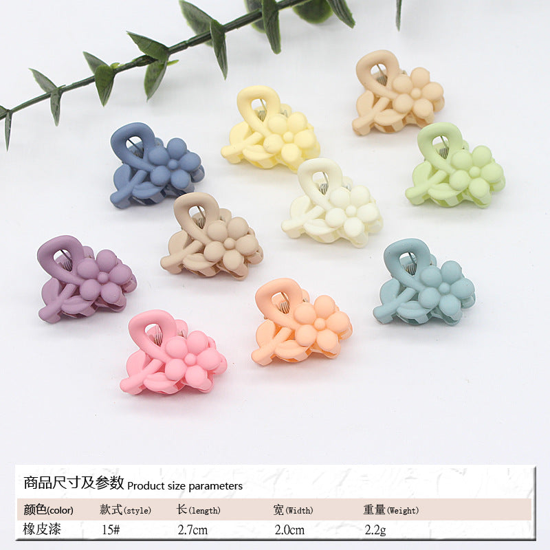Elastic rubber paint matte small hairpin shark clip simple disc hair grab clip women ponytail small clip hair accessories edge clip