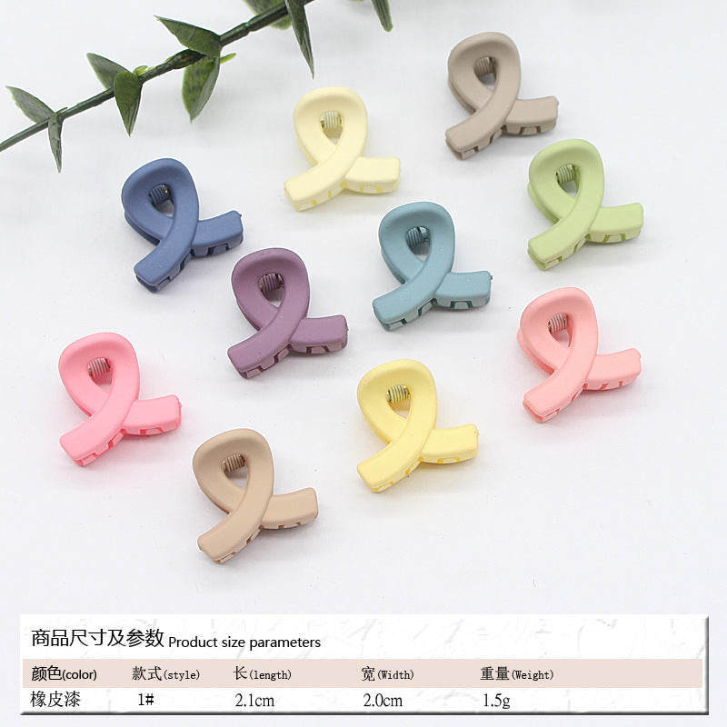 Elastic rubber paint matte small hairpin shark clip simple disc hair grab clip women ponytail small clip hair accessories edge clip