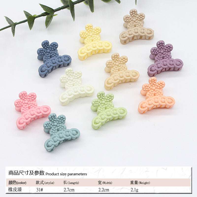 Elastic rubber paint matte small hairpin shark clip simple disc hair grab clip women ponytail small clip hair accessories edge clip