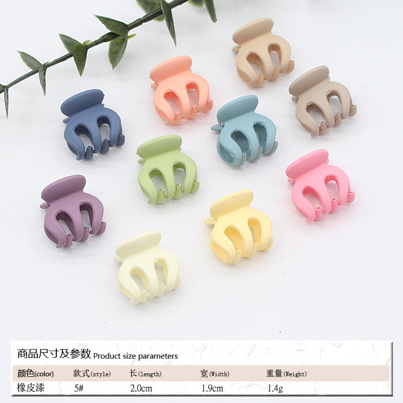 Elastic rubber paint matte small hairpin shark clip simple disc hair grab clip women ponytail small clip hair accessories edge clip