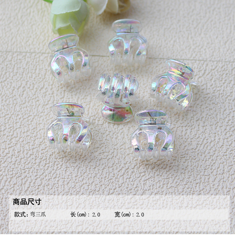 Transparent AB color small grab clip gradual change hairpin advanced sense colorful laser children's ladies bangs forehead hairpin hair accessories