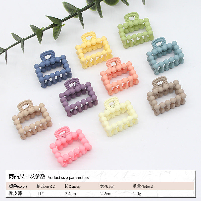 Elastic rubber paint matte small hairpin shark clip simple disc hair grab clip women ponytail small clip hair accessories edge clip