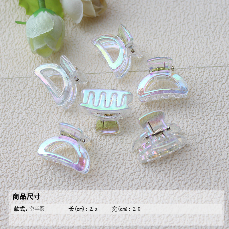 Transparent AB color small grab clip gradual change hairpin advanced sense colorful laser children's ladies bangs forehead hairpin hair accessories