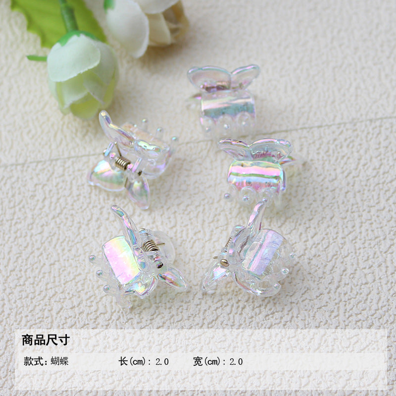 Transparent AB color small grab clip gradual change hairpin advanced sense colorful laser children's ladies bangs forehead hairpin hair accessories