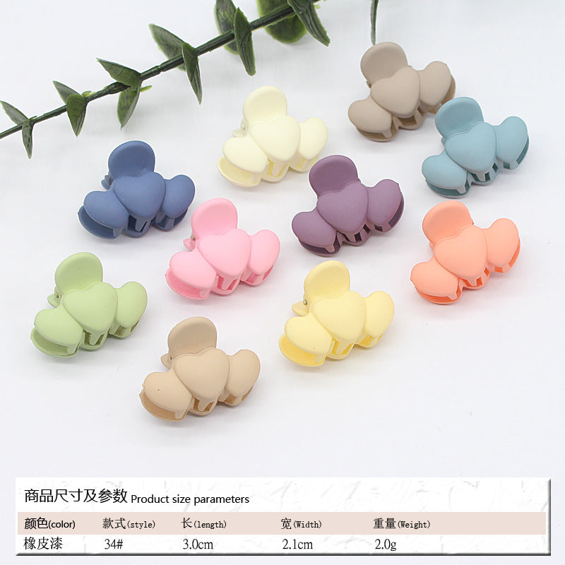 Elastic rubber paint matte small hairpin shark clip simple disc hair grab clip women ponytail small clip hair accessories edge clip