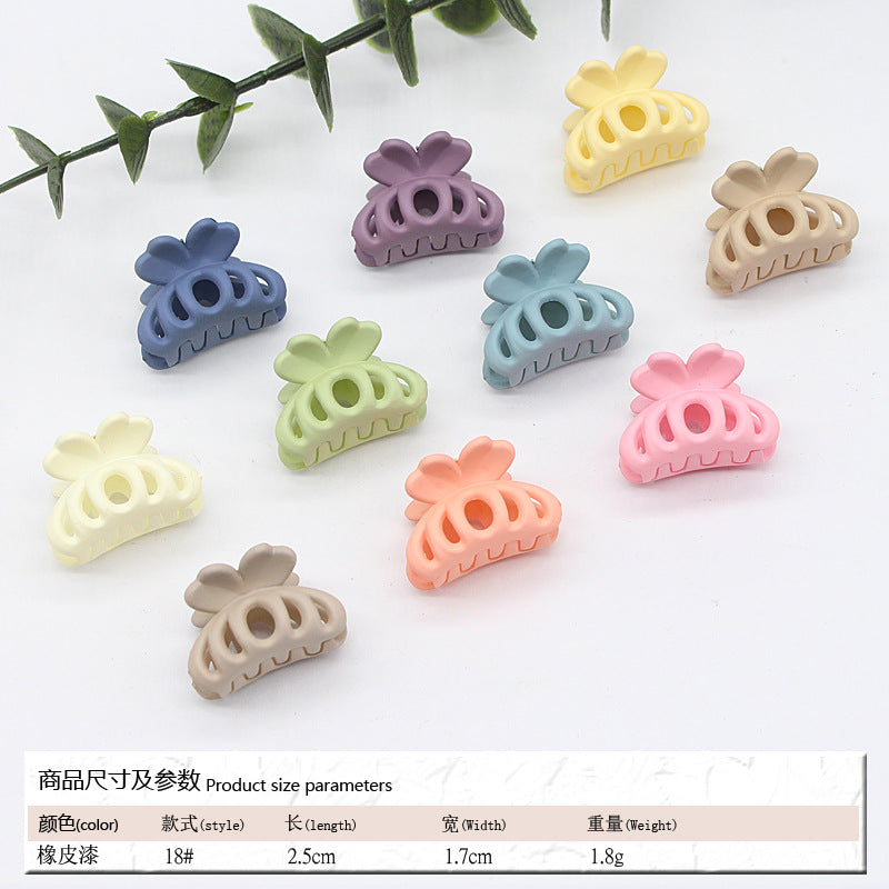 Elastic rubber paint matte small hairpin shark clip simple disc hair grab clip women ponytail small clip hair accessories edge clip