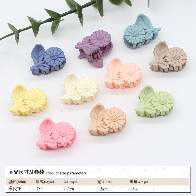 Elastic rubber paint matte small hairpin shark clip simple disc hair grab clip women ponytail small clip hair accessories edge clip