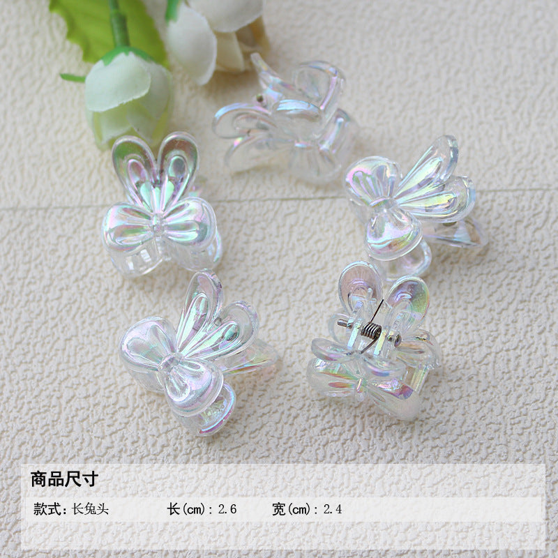 Transparent AB color small grab clip gradual change hairpin advanced sense colorful laser children's ladies bangs forehead hairpin hair accessories