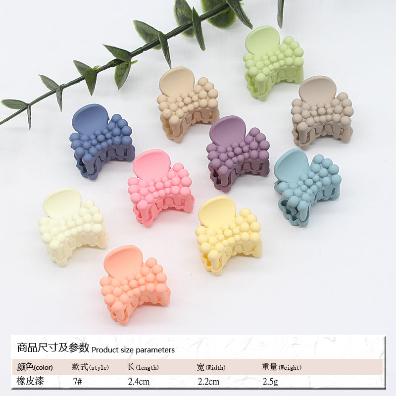 Elastic rubber paint matte small hairpin shark clip simple disc hair grab clip women ponytail small clip hair accessories edge clip