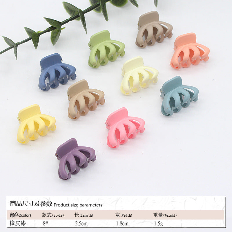 Elastic rubber paint matte small hairpin shark clip simple disc hair grab clip women ponytail small clip hair accessories edge clip