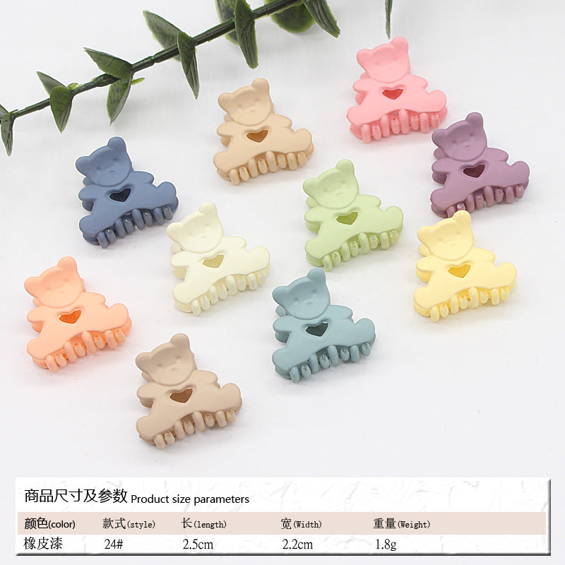 Elastic rubber paint matte small hairpin shark clip simple disc hair grab clip women ponytail small clip hair accessories edge clip