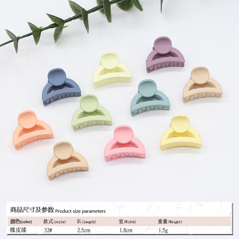 Elastic rubber paint matte small hairpin shark clip simple disc hair grab clip women ponytail small clip hair accessories edge clip