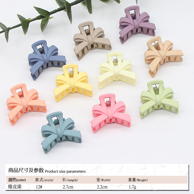 Elastic rubber paint matte small hairpin shark clip simple disc hair grab clip women ponytail small clip hair accessories edge clip