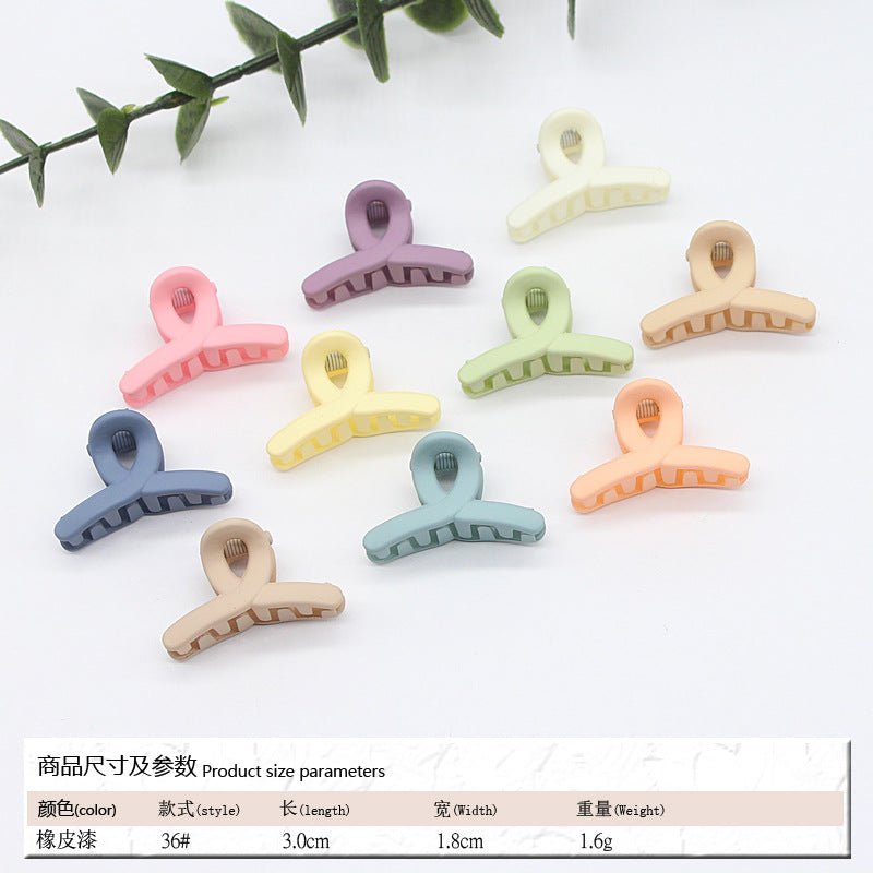 Elastic rubber paint matte small hairpin shark clip simple disc hair grab clip women ponytail small clip hair accessories edge clip