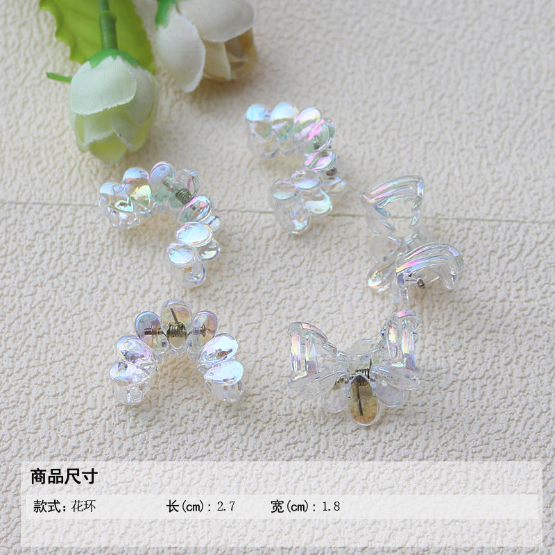 Transparent AB color small grab clip gradual change hairpin advanced sense colorful laser children's ladies bangs forehead hairpin hair accessories
