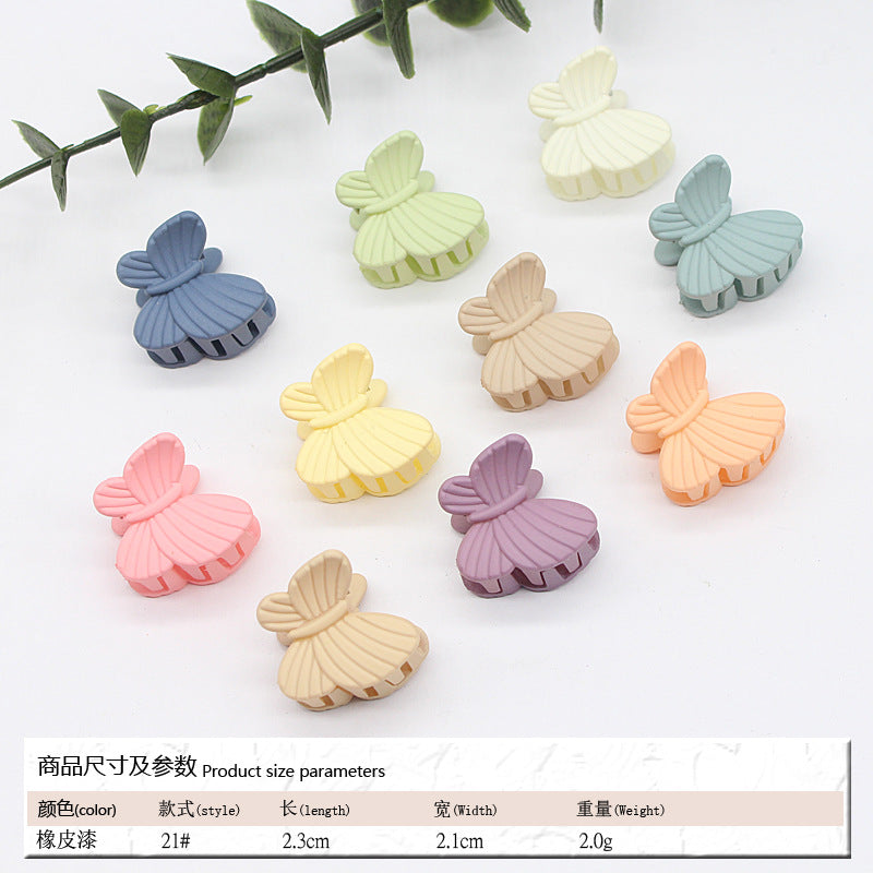Elastic rubber paint matte small hairpin shark clip simple disc hair grab clip women ponytail small clip hair accessories edge clip