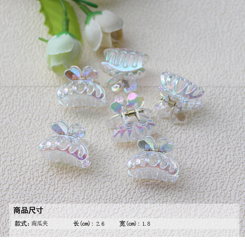 Transparent AB color small grab clip gradual change hairpin advanced sense colorful laser children's ladies bangs forehead hairpin hair accessories