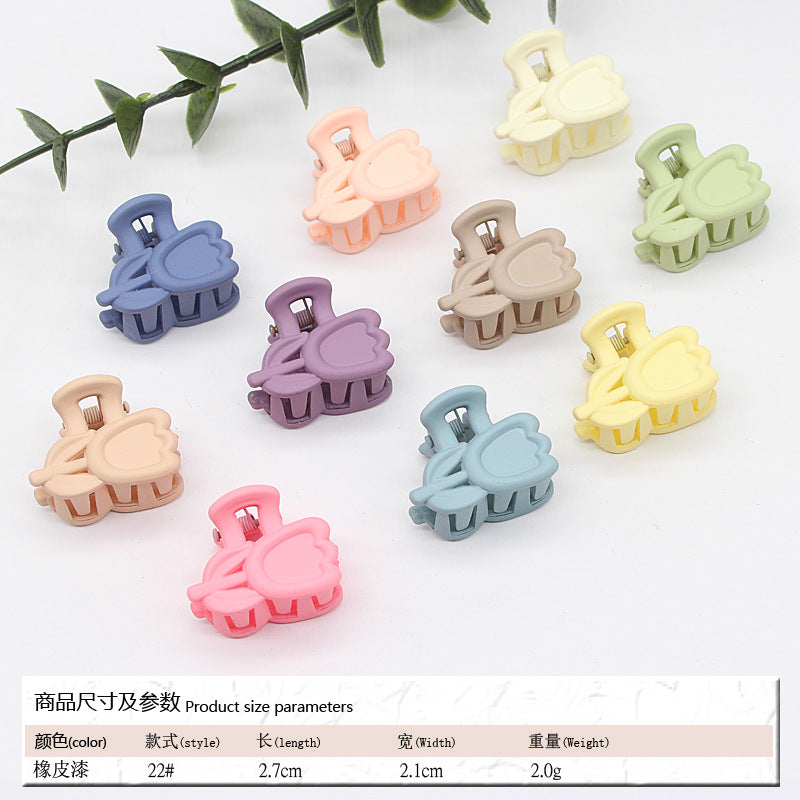 Elastic rubber paint matte small hairpin shark clip simple disc hair grab clip women ponytail small clip hair accessories edge clip