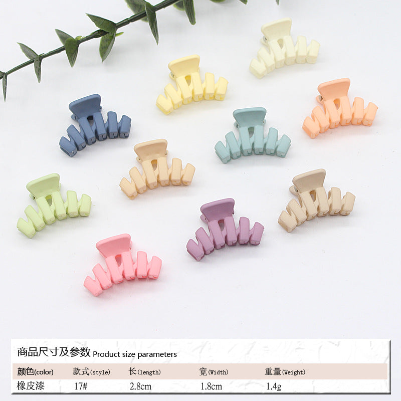 Elastic rubber paint matte small hairpin shark clip simple disc hair grab clip women ponytail small clip hair accessories edge clip
