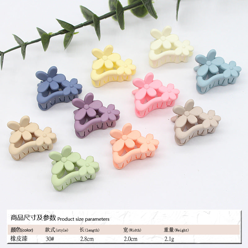 Elastic rubber paint matte small hairpin shark clip simple disc hair grab clip women ponytail small clip hair accessories edge clip