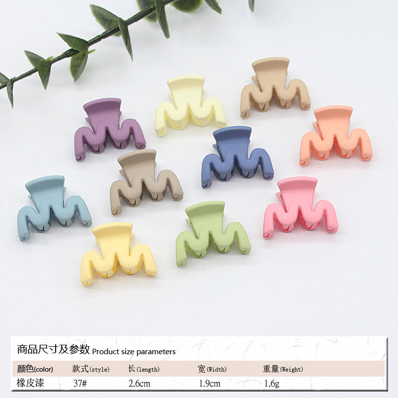 Elastic rubber paint matte small hairpin shark clip simple disc hair grab clip women ponytail small clip hair accessories edge clip