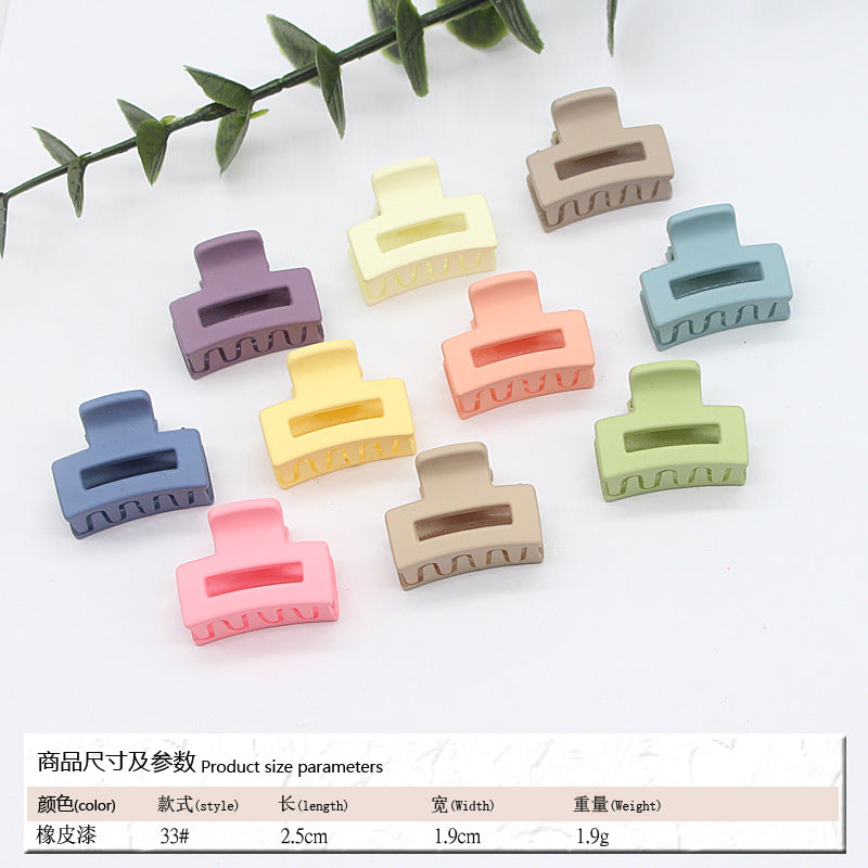 Elastic rubber paint matte small hairpin shark clip simple disc hair grab clip women ponytail small clip hair accessories edge clip