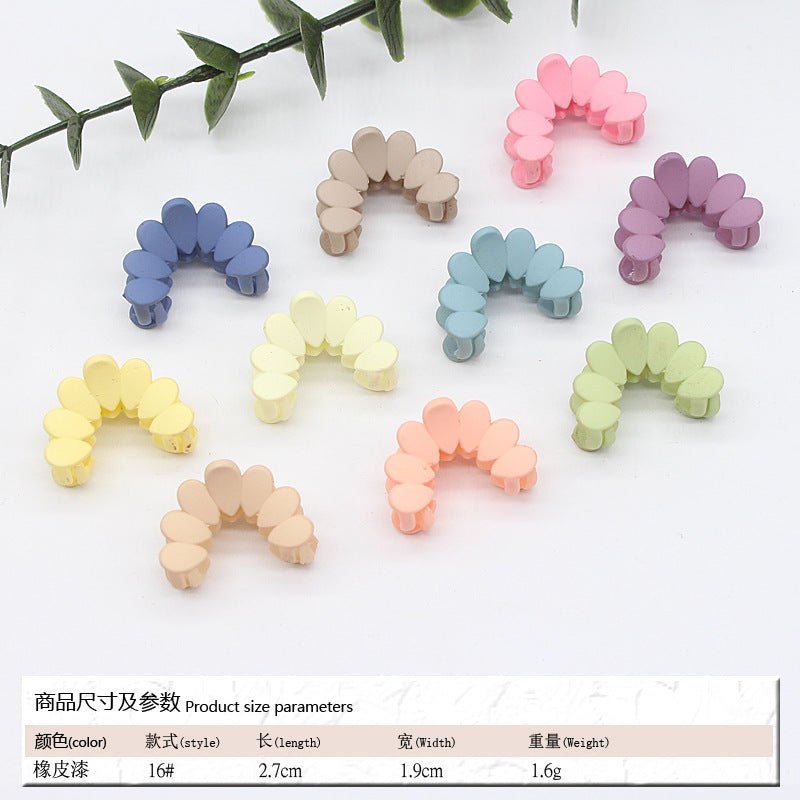 Elastic rubber paint matte small hairpin shark clip simple disc hair grab clip women ponytail small clip hair accessories edge clip