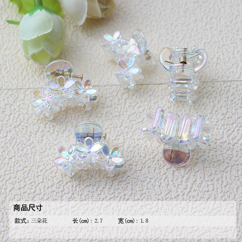 Transparent AB color small grab clip gradual change hairpin advanced sense colorful laser children's ladies bangs forehead hairpin hair accessories