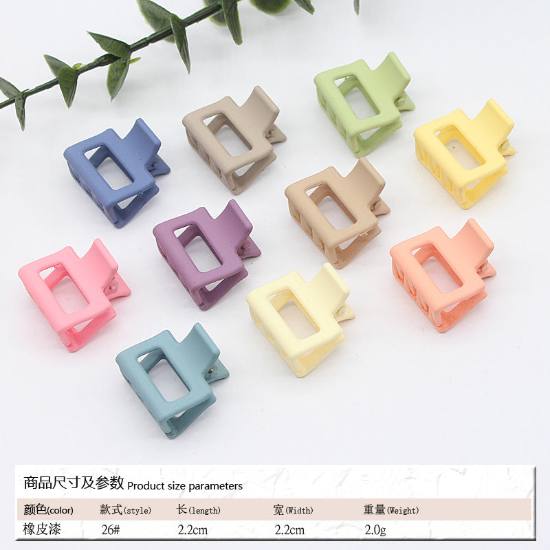 Elastic rubber paint matte small hairpin shark clip simple disc hair grab clip women ponytail small clip hair accessories edge clip