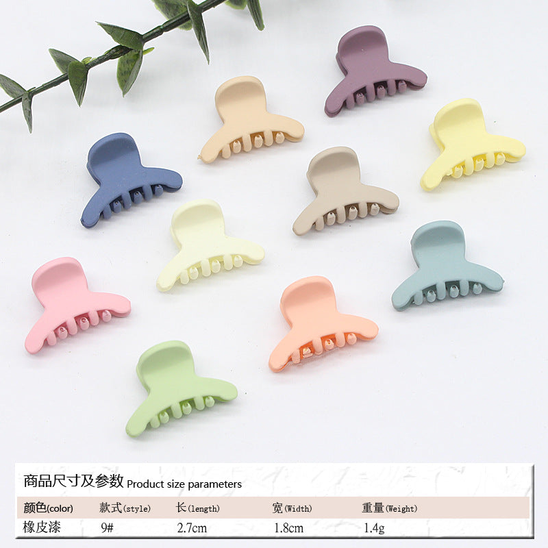 Elastic rubber paint matte small hairpin shark clip simple disc hair grab clip women ponytail small clip hair accessories edge clip
