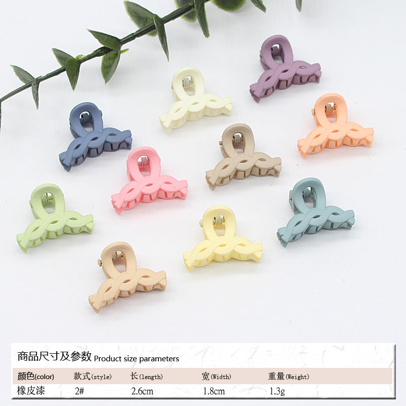 Elastic rubber paint matte small hairpin shark clip simple disc hair grab clip women ponytail small clip hair accessories edge clip