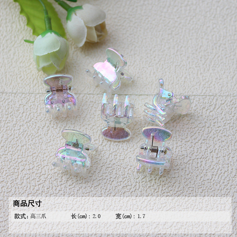 Transparent AB color small grab clip gradual change hairpin advanced sense colorful laser children's ladies bangs forehead hairpin hair accessories