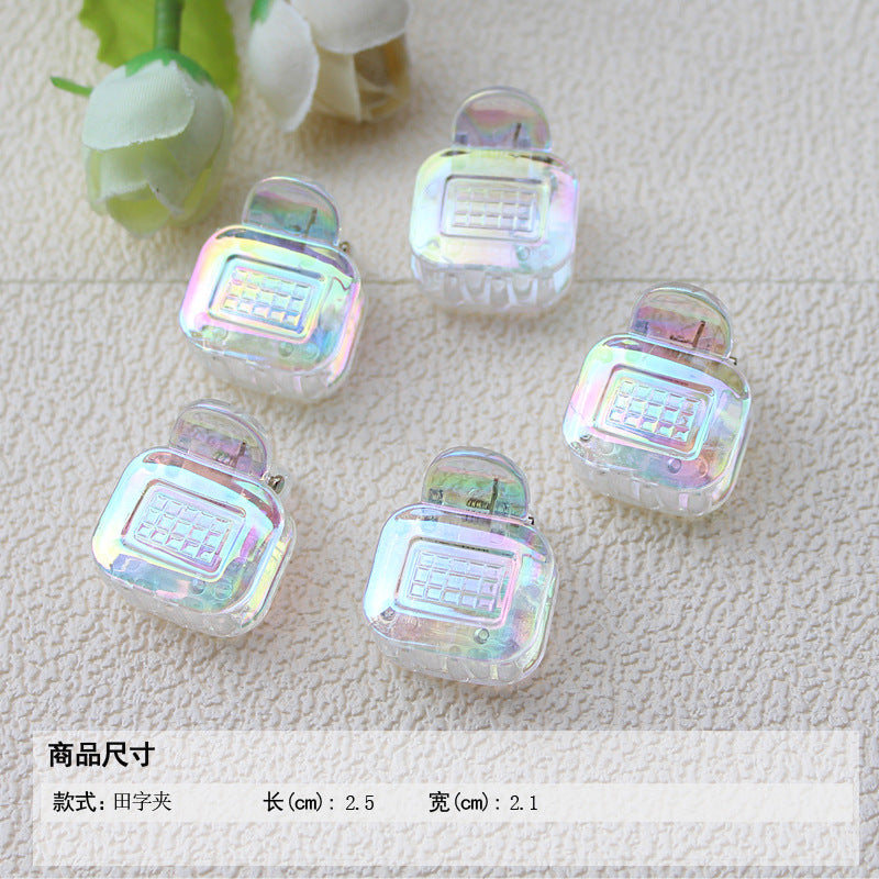 Transparent AB color small grab clip gradual change hairpin advanced sense colorful laser children's ladies bangs forehead hairpin hair accessories