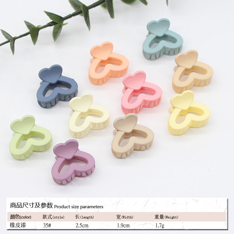 Elastic rubber paint matte small hairpin shark clip simple disc hair grab clip women ponytail small clip hair accessories edge clip