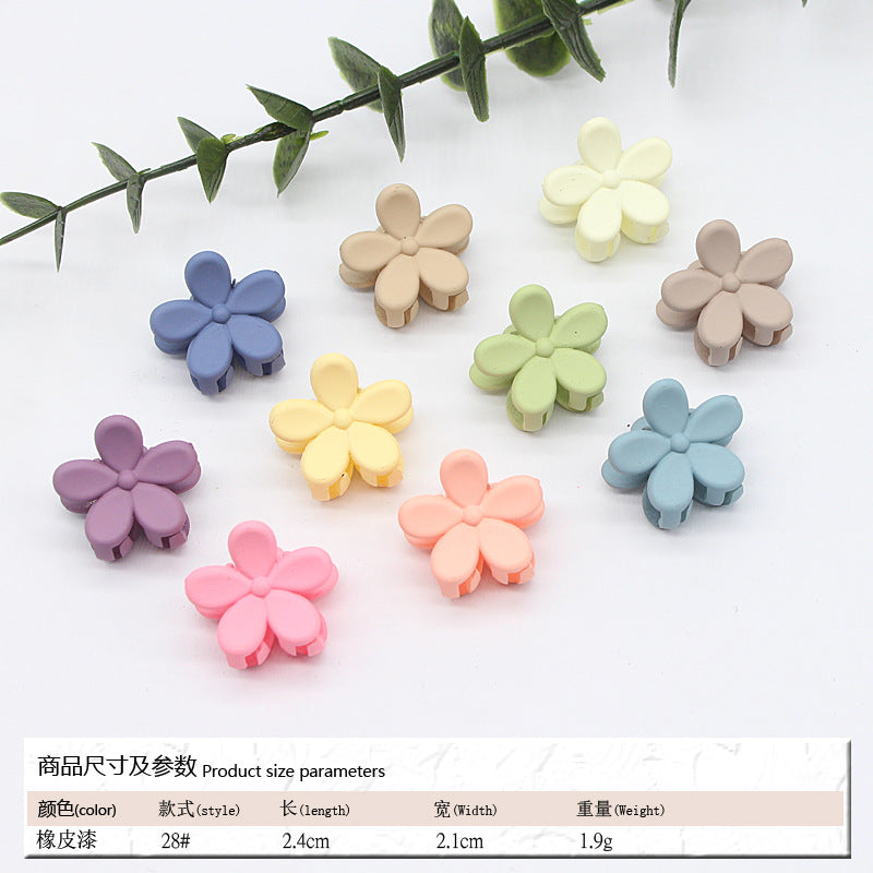 Elastic rubber paint matte small hairpin shark clip simple disc hair grab clip women ponytail small clip hair accessories edge clip