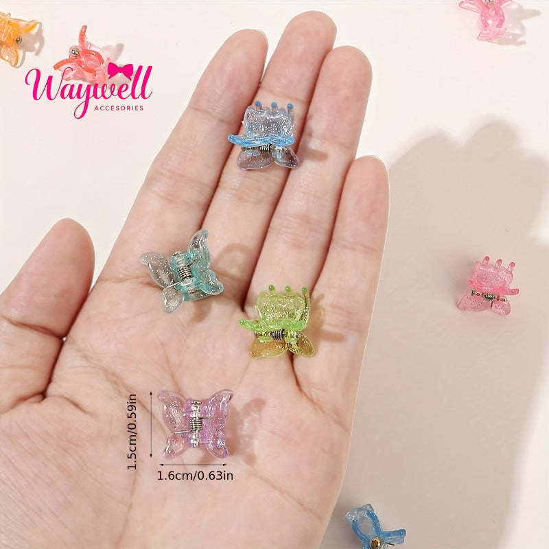 Glitter Small Hair Clips for Women, Plastic Small Claw Clips & Mini Claw Clips for Hair, Mini Hair Clips for Thin Hair, Tiny Jaw Clip for Hair